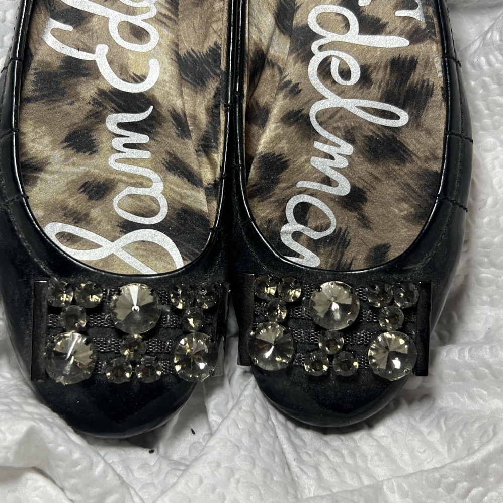 Sam Edelman Black Patent Jeweled Bow Ballet Flats